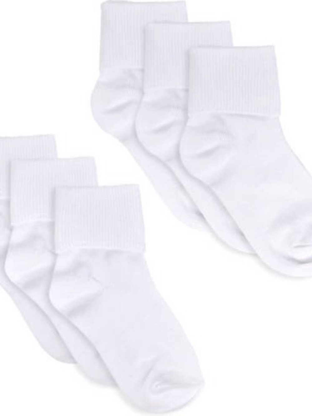 Socks cuff 6 pair girls new size M 10.5-4 white 97% polyester 3% spandex George